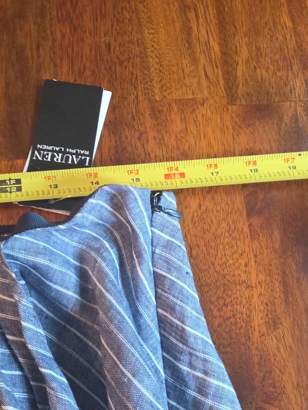Lauren Ralph Lauren Blue And White Striped 100% Linen Skirt With Ruffle NWT 10 - Picture 6 of 16